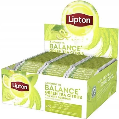 Afbeelding van Lipton thee, Green Tea Citrus, pak van 100 zakjes thee