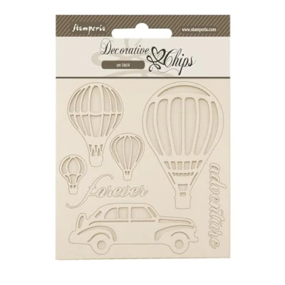 Afbeelding van Stamperia Timeless Decorative Chips Air Balloons (SCB266)