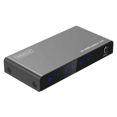 Afbeelding van Digitus DS 55336 1 + 2 poorten HDMI splitter LED weergave, Met status LEDs, metalen behuizing, Individueel schakelbaar, Ultra HD geschikt 3840 x Pixel