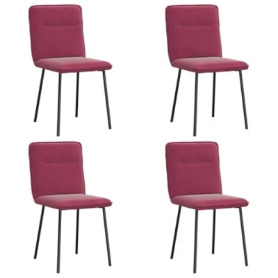Afbeelding van vidaXL Eetkamerstoelen 4 st fluweel wijnrood