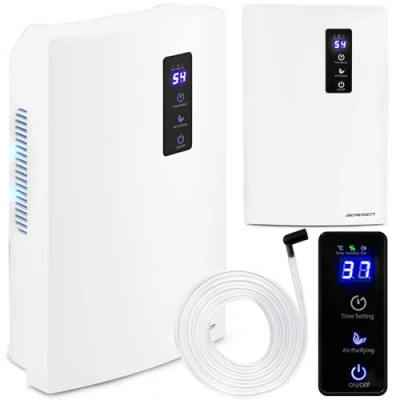 Afbeelding van BERDSEN Luchtontvochtiger, luchtzuiveringsfunctie, Peltier technologie, efficiënt, eenvoudig te bedienen, stil werken, timer, 700 ml per dag, waterreservoir 2000