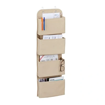 Afbeelding van Relaxdays hangende wandorganizer deur organizer opberger 104 x 31 10 cm beige