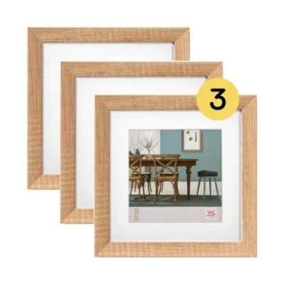 Afbeelding van Walther Design Fiorito Ef220E3 Set van 3 houten fotolijsten met passe partout, 20 x cm, kleur licht eiken