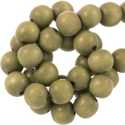 Afbeelding van Houten Kralen Vintage Look (8 mm) Olive (104 stuks)