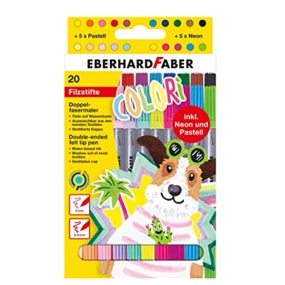 Afbeelding van 20 Duo viltstiften 2 en 3 4 mm Eberhard Faber assorti