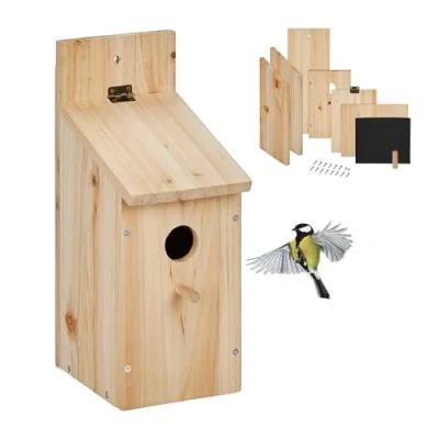 Afbeelding van nestkastje bouwpakket koolmees mus opening 32 mm diy hout hangend