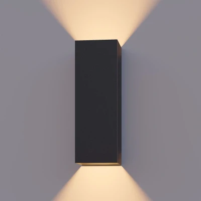 Afbeelding van Calex LED Wandlamp Milan Rechthoek Up &amp; Down Verstelbare Stralingshoek 8W Tuinverlichting Modern Design Warm Wit Licht Voor Binnen en Buiten Zwart