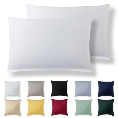 Afbeelding van Alreya Lot de 2 housses coussin 40 x 70 cm Blanc 100 % jersey coton Taies d&#039;oreiller en super douces Avec fermeture éclair