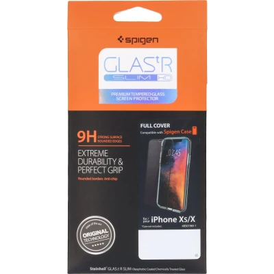 Afbeelding van Spigen Glass FC HD screenprotector voor iPhone X XS en 11 Pro zwart