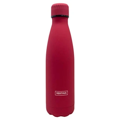 Image de NERTHUS FIH 608 Fiole Double paroi en Acier Inoxydable Rose Chaud et Froid 500 ML Bouchon hermétique 18/8