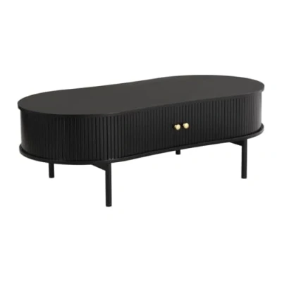 Afbeelding van Vente unique Salontafel met 2 schuifdeuren van mdf Zwart SEVATO L 120 cm x H 40 D 60