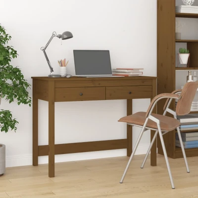 Afbeelding van Bureau met lades 100x50x78 cm massief grenenhout honingbruin