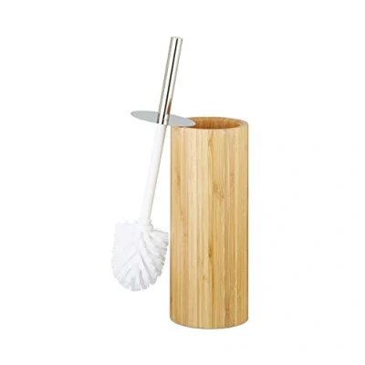 Afbeelding van Relaxdays toiletborstelhouder bamboe ronde closetborstelgarnituur closetborstelhouder