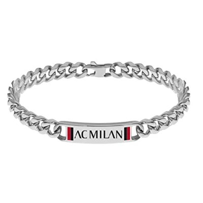 Afbeelding van AC Milan Herenarmband van 316L staal met email, één maat, verstelbaar