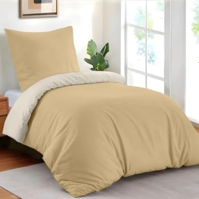 Afbeelding van Dreamzie Dekbedovertrek 135 x 200 cm met 1 kussensloop 80 beige/zand beddengoed van 100% microvezel 2 delig Gecertificeerd zonder chemicaliën (Oeko TEX)