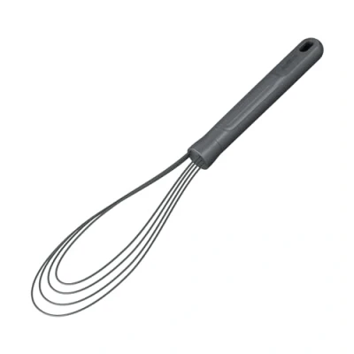 Afbeelding van Zyliss E980241 Duurzame platte garde van tarwestro/siliconen, handgarde met hittebestendige siliconen kop, geschikt voor keukengerei antiaanbaklaag, beluga grijs, 30 cm x 7 cm,