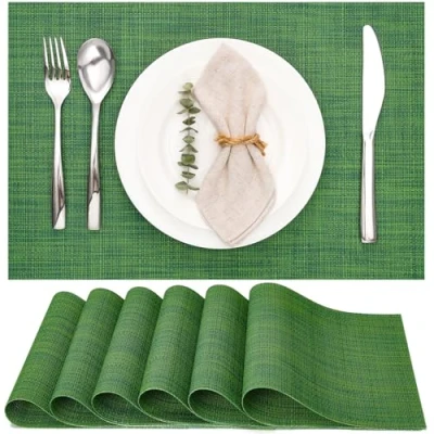 Afbeelding van Myir JUN Set van 6 placemats, afwasbaar, antislip, hittebestendig, vinyl, voor keuken, eettafel, hotel, 30 x 45 cm, groen 2