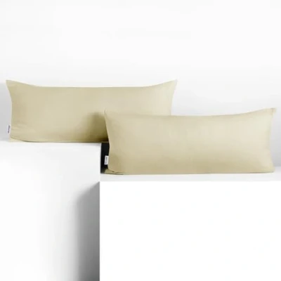 Afbeelding van DecoKing 2 kussenslopen 40 x 120 cm jersey katoen ritssluiting beige amber