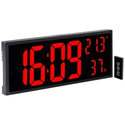 Afbeelding van Lunartec Wandklok: led wand en tafelklok, jumbo klok, afstandsbediening, hygro/thermometer (led wandklok, digitale klokken, digitaal)