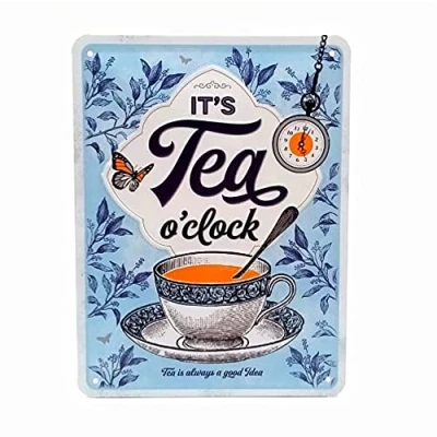 Afbeelding van Nostalgic Art Retro metalen bord 15 x 20 cm It&#039;s Tea O&#039;Clock cadeau idee voor de keuken vintage design