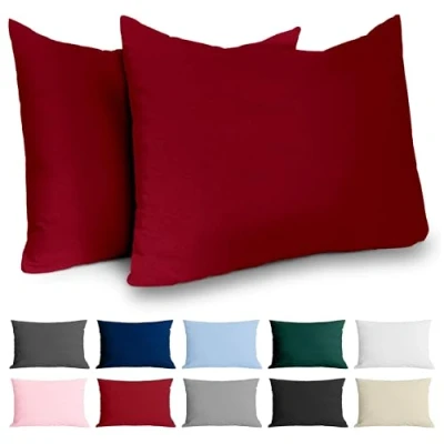 Afbeelding van Kussensloop, 40 x 60 cm, versterkt katoen, 2 stuks, bordeaux, dicht geweven, 57 draden/cm², kussensloop Oeko Tex gecertificeerd