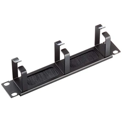 Afbeelding van 10 ″ kabelbeheersborstelstrook met 3 haken 1U zwart