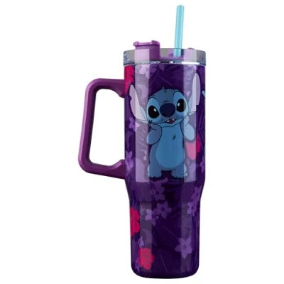 Afbeelding van Disney Stitch Thermosbeker met rietje, handvat en deksel, 940 ml, cadeau voor meisjes