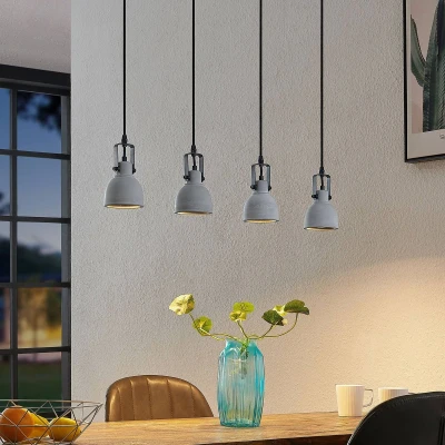 Afbeelding van Lindby Hanglamp 4lichts hout, beton, ijzer GU10 hout natuur, grijs, zwart
