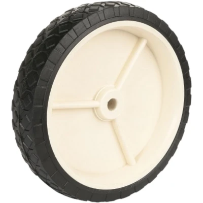 Afbeelding van DOMINO Grasmaaierwiel, 200 mm, 50 kg, universeel wiel voor handgrasmaaier, kunststof met rubberen band, crème