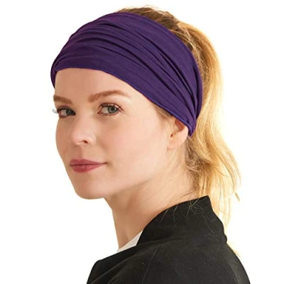 Afbeelding van CHARM Heren Japanse Sport Hoofdband Hoofd Bandana Stretch Paars M