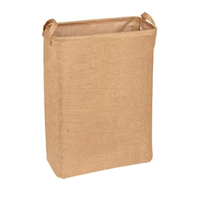 Afbeelding van Vierkante wasverzamelaar Juna, 100% juten wasmand voor het verzamelen van vuile was, bijv. in de slaapkamer, opbergmand met twee handvatten gemakkelijk transport, 18,5 x 55 40 cm, bruin