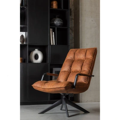 Afbeelding van WOOOD Jouke Draaifauteuil Kunstleer Cognac 96x70x85