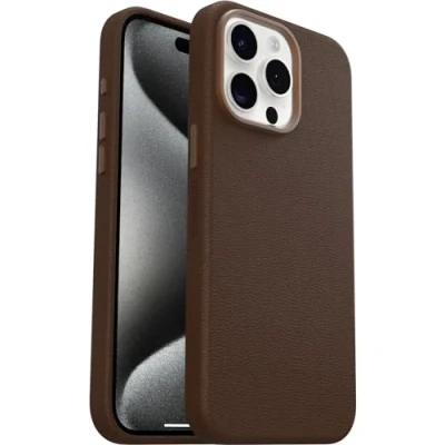 Afbeelding van OtterBox Symmetry cactus leren hoesje geschikt voor de Apple iPhone 15 Pro Max (bruin)