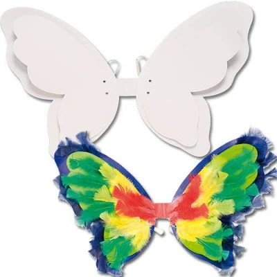Afbeelding van Baker Ross Design Your Own Set van 3 kartonnen vleugels voor kinderen om te schilderen en versieren verkleden, wit, 60 cm