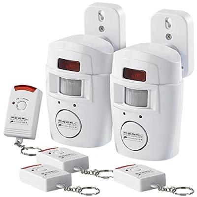 Afbeelding van VisorTech Alarmsysteem: set van 2 huisalarmen met PIR bewegingsmelder en afstandsbedieningen (bewegingsmelder alarm, bewegingsmelders binnen)
