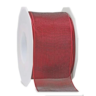 Afbeelding van Präsent Four Seasons organza lint, bordeauxrood, 60 mm breed, 25 m lang
