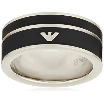 Afbeelding van Emporio Armani heren EGS2032040 Ring van roestvrij staal in de kleur Zwart, maat: US 11 = 20,6 mm