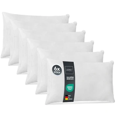 Afbeelding van LILENO HOME Set van 6 kussenvullingen 30 x 50 cm wasbaar binnenkussen geschikt voor mensen met allergieën polyester kusseninlaat als bankkussen, cocktailkussen en hoofdkussen