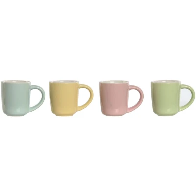 Afbeelding van Set van koffiekopjes Home ESPRIT Geel Blauw Groen Roze Porselein 90 ml 4 Onderdelen