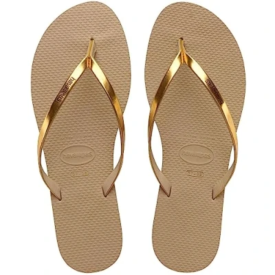 Afbeelding van Havaianas You Metallic Dames Slippers Goud/Zand/Metallic Maat 41/42