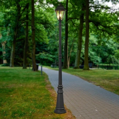 Afbeelding van Lindby Lantaarnpalen 1licht Aluminium, glas H: 211 cm E27 grafietgrijs, helder