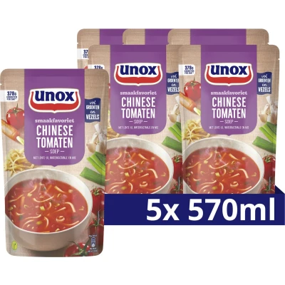 Afbeelding van Unox Soep Speciaal Chinese Tomatensoep 5 x 570 ml voordeelverpakking