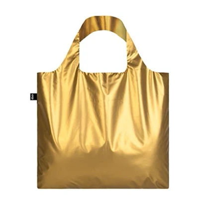 Afbeelding van METALLIC, Mat goud. Bag: LOQI Ich wiege 55 g. kan 20 kg dragen. bin waterdicht. van polyester, goud, Handtas voor op reis