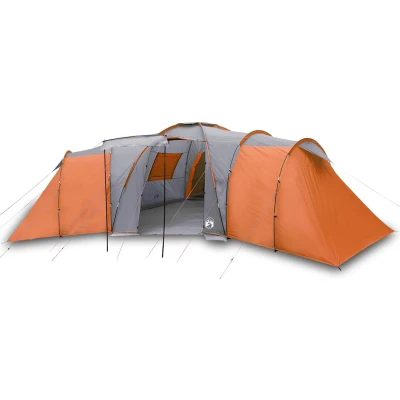 Afbeelding van Tent 12 persoons 840x720x200 cm 185T taft grijs en oranje