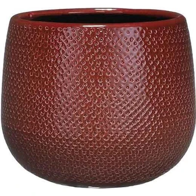 Afbeelding van Mica Decorations gabriel ronde bloempot bordeaux maat in cm: 16 x 18