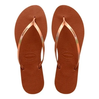 Afbeelding van Havaianas YOU Metallic Teensandalen, Dames, Maat: 35 36, Rust Hoogwaardig imitatieleer