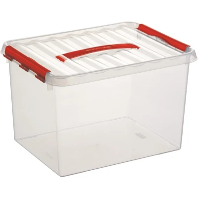 Afbeelding van Sunware Q line opbergbox 22L transparant rood 40 x 30 26 cm