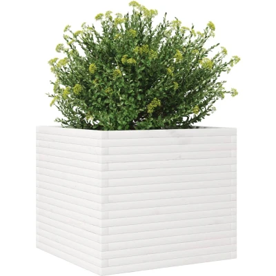 Afbeelding van vidaXL Plantenbak 80x80x68,5 cm massief grenenhout wit