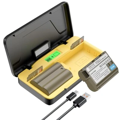 Afbeelding van ENEGON en EL15/EL15 a/b/c Dual batterij (2400 mAh) 20 W snellader voor opslag, compatibel met Nikon Z5, Z6, Z7, D7100, D750, D7000, D7200, D610, D880, D810, D800 D600 D880 00 0e D81 apparaat