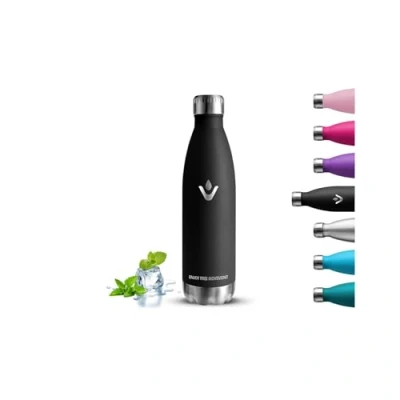 Afbeelding van Thermosfles 500 ml roestvrij staal, thermosfles, BPA vrij, schoolfles, lekvrij, kleine fles, 18/8 reisfles, camping, zwart
